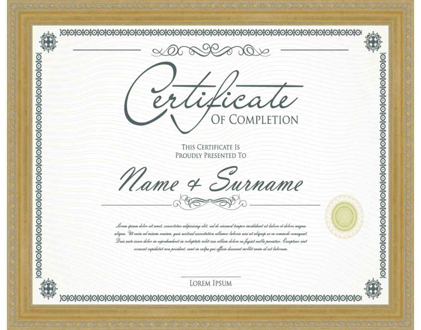 gold Frame for Certificates & Diplomas