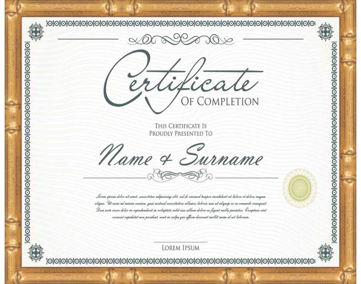 gold Frame for Certificates & Diplomas