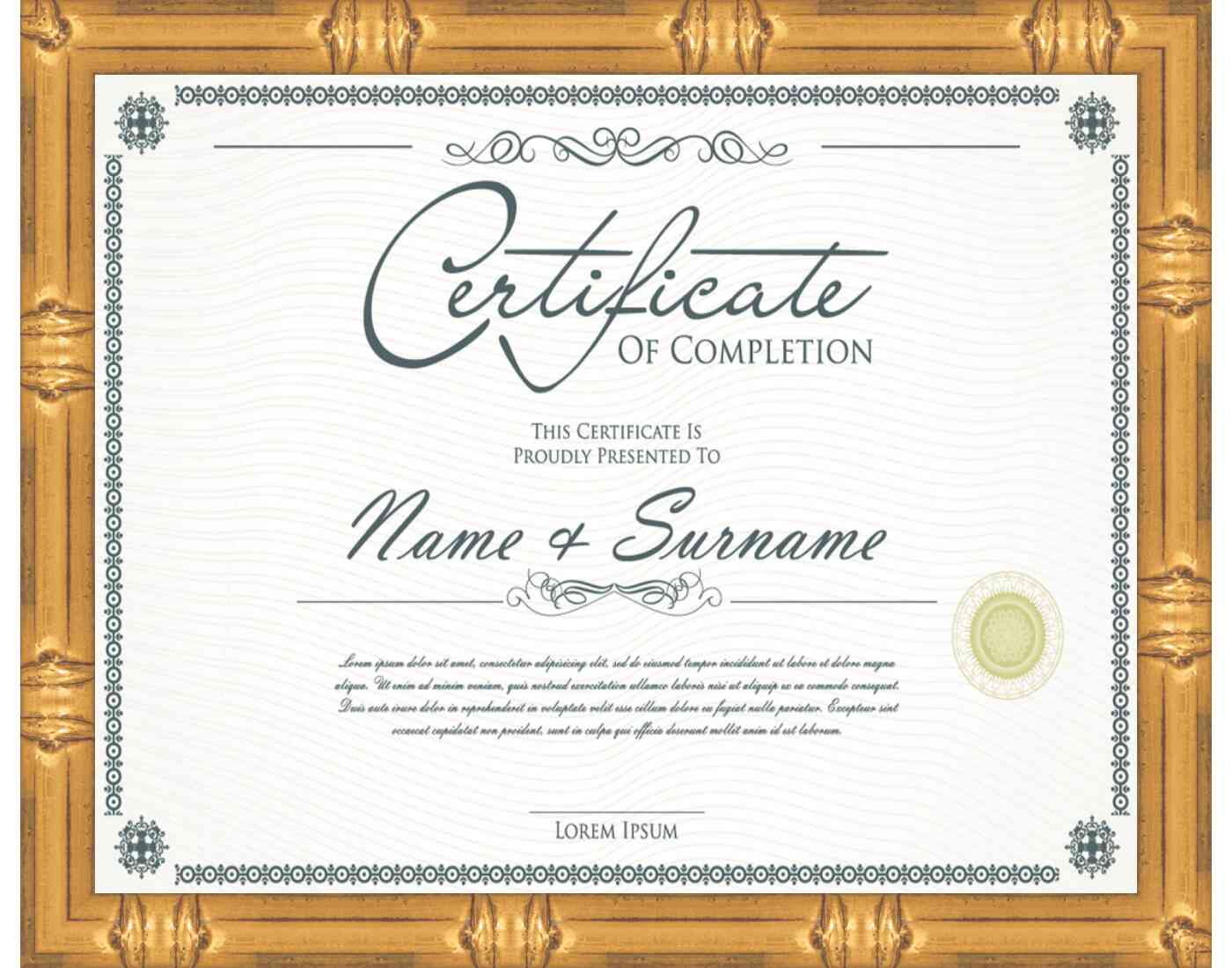 gold Frame for Certificates & Diplomas