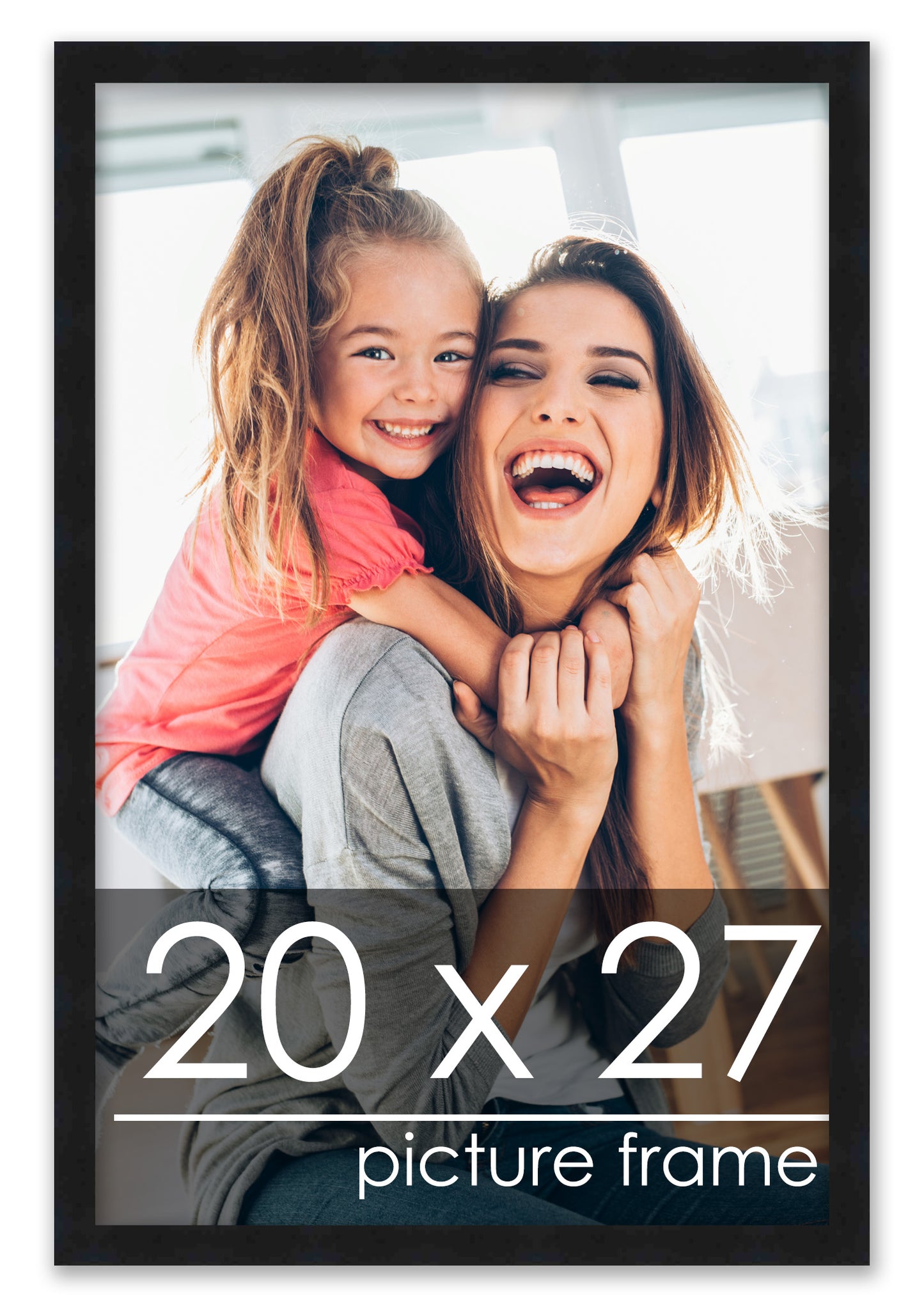 20x27 Picture Frame Black Solid Pine Wood 0.75 Inch Wide