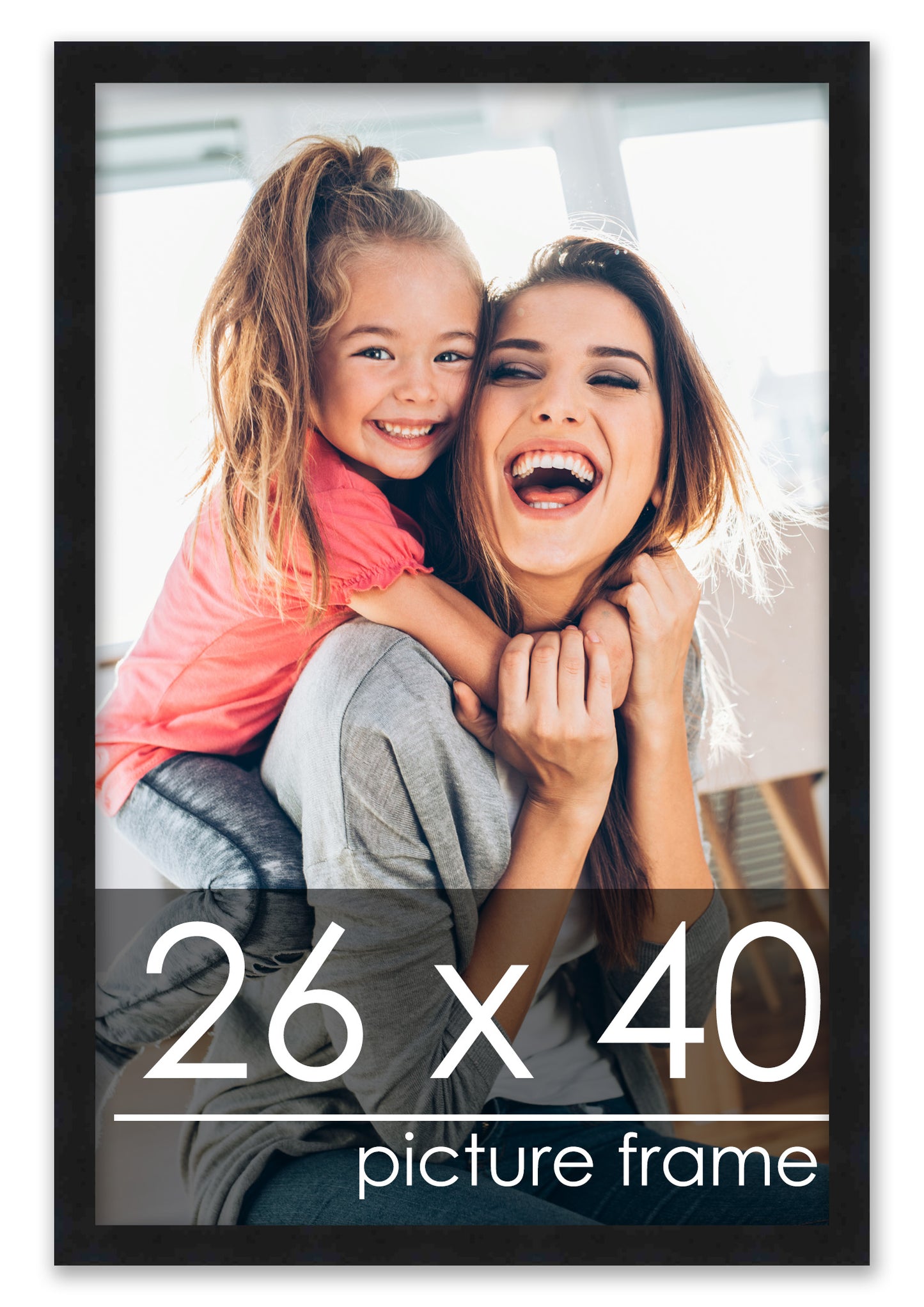 26x40 Picture Frame Black Solid Pine Wood 0.75 Inch Wide