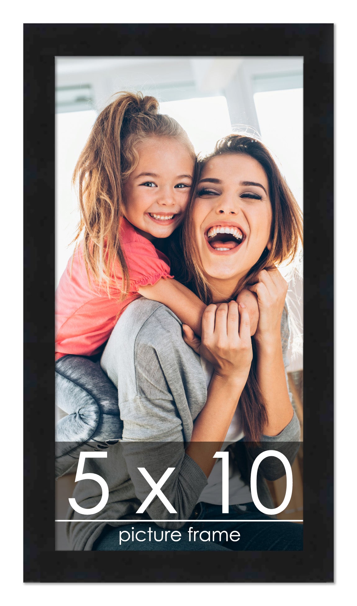 5x10 Picture Frame Black Solid Pine Wood 0.75 Inch Wide