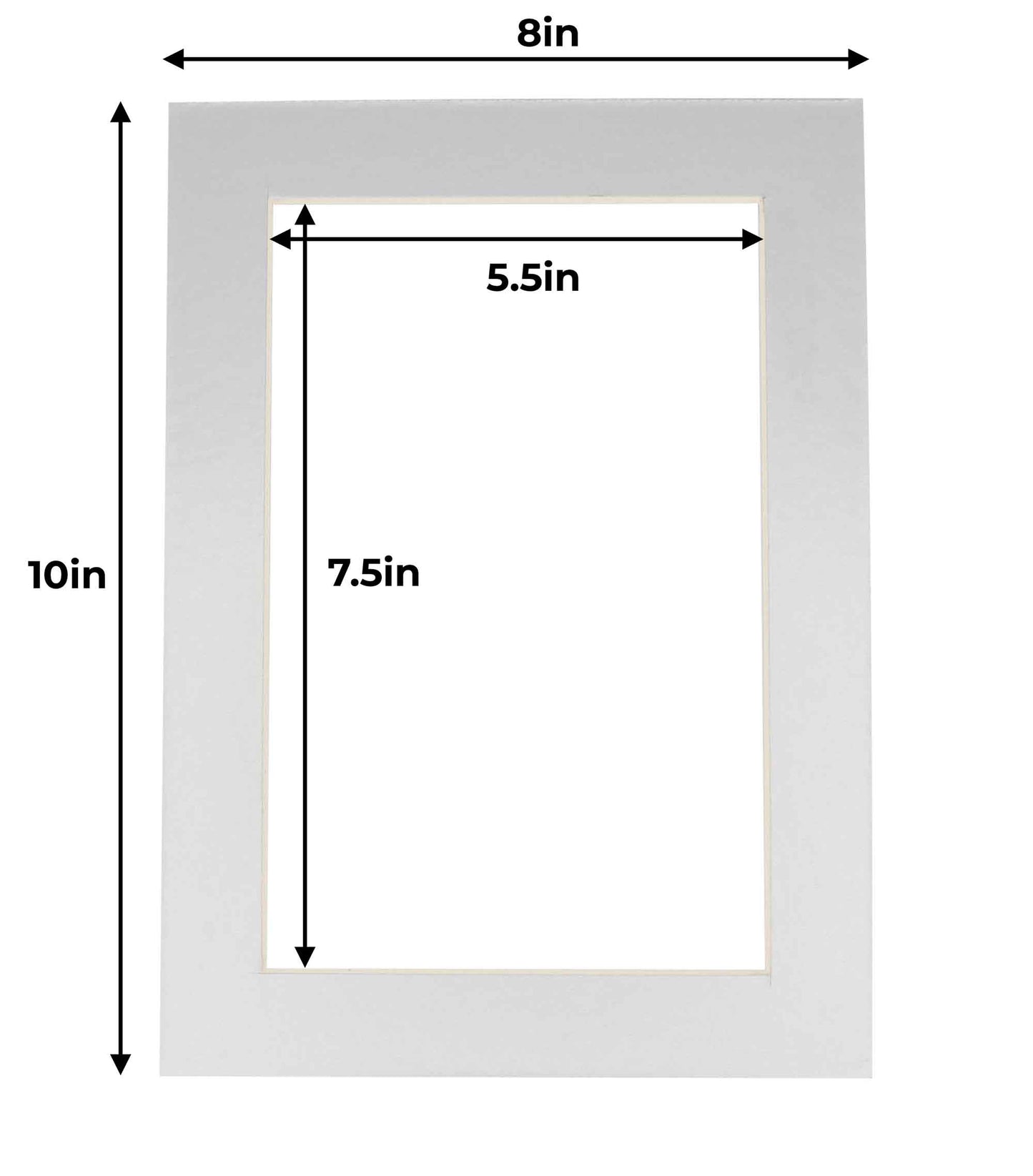 Pack of 10 Metallic Silver Precut Acid-Free Matboard Set with Clear Bags & Backings