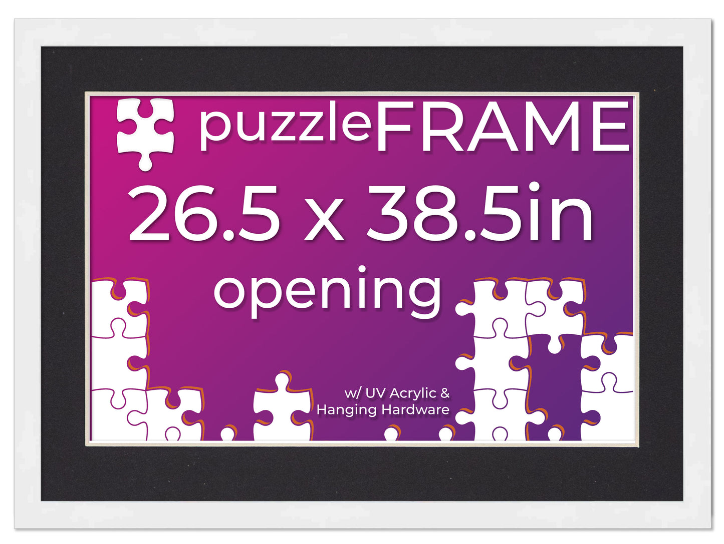 White Frame With Black Mat for Jigsaw Puzzles