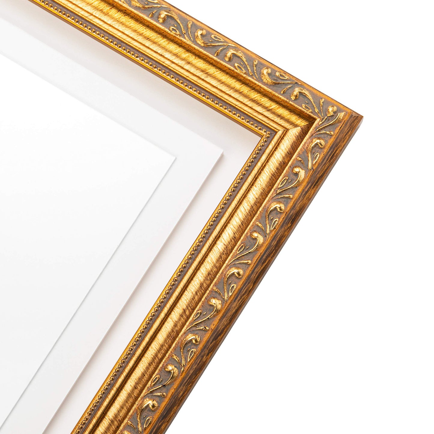 Frame with Mat - Antique Gold 11x14 Frame Wood Made to Display Print or Poster Measuring 8 x 10 Inches with Black Photo Mat