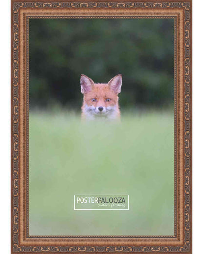 Frame with Mat - Antique Gold 11x14 Frame Wood Made to Display Print or Poster Measuring 8 x 10 Inches with Black Photo Mat
