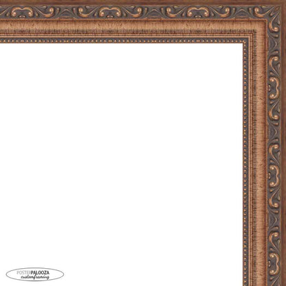 Frame with Mat - Antique Gold 11x14 Frame Wood Made to Display Print or Poster Measuring 8 x 10 Inches with Black Photo Mat
