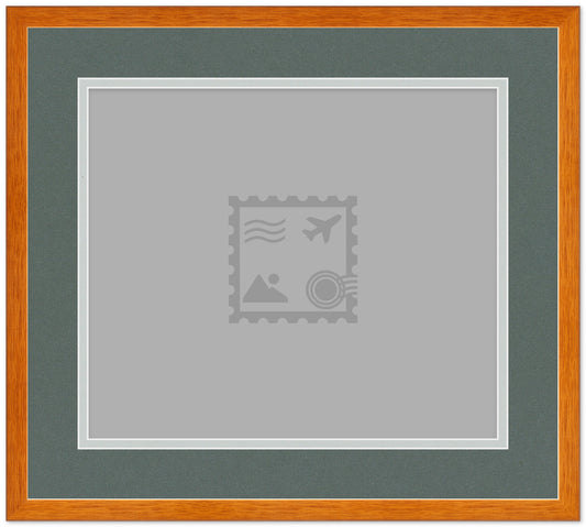 Wood Stamp Display Shadowbox Light Brown on Dark Postage Stamp Frame