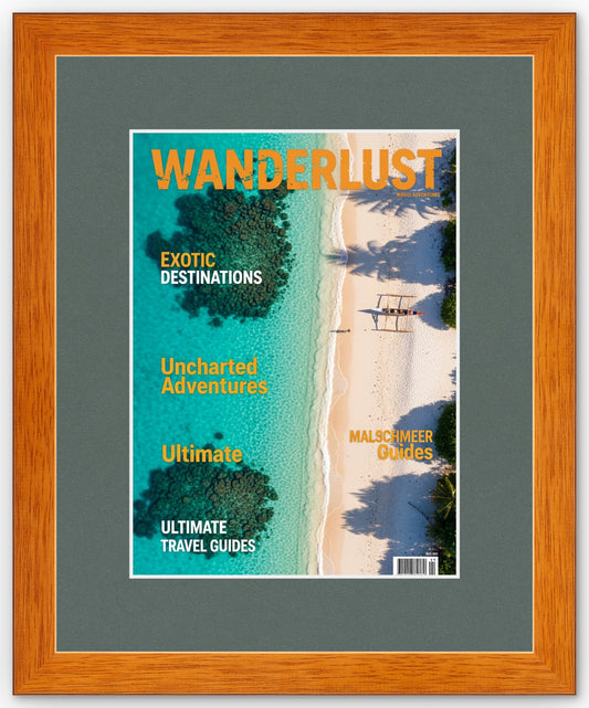 Honey Oak Magazine Shadowbox Frame with Dark Gray Mat