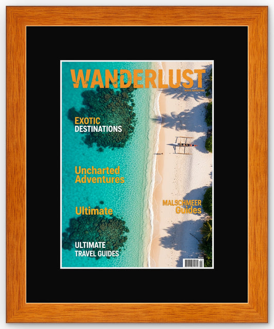 Honey Oak Magazine Shadowbox Frame with Black Mat
