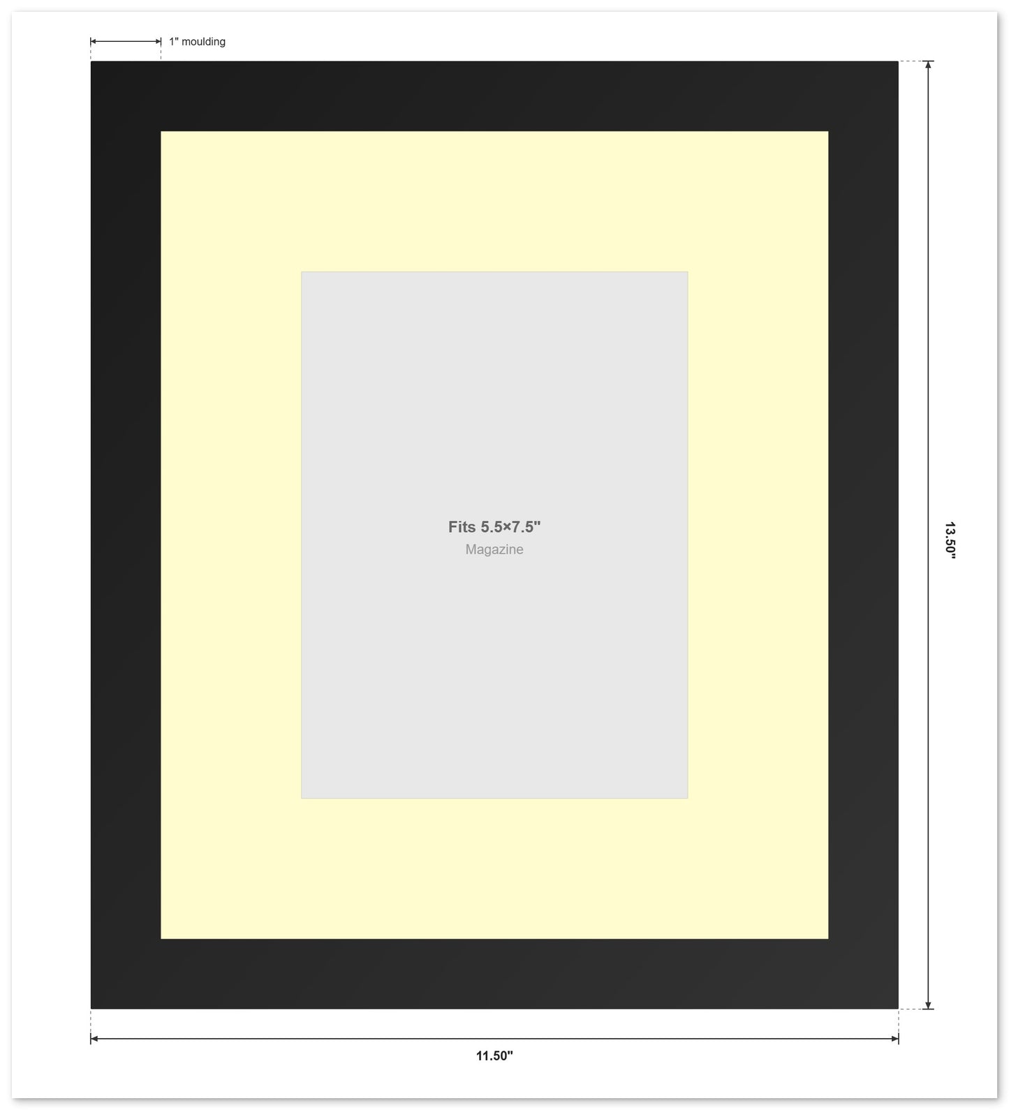 Matte Black Magazine Shadowbox Frame with White Mat