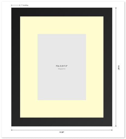 Matte Black Magazine Shadowbox Frame with White Mat