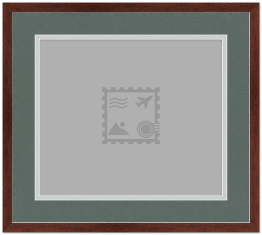 Wood Stamp Display Shadowbox Brown on Dark Gray Postage Stamp Frame