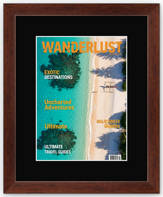 Rustic Walnut Magazine Shadowbox Frame with Black Mat