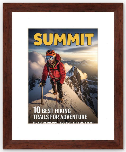Rustic Walnut Magazine Shadowbox Frame with White Mat