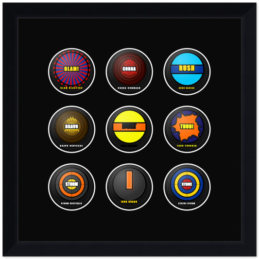 Hockey Puck Grid Display Matte Black Wood Frame
