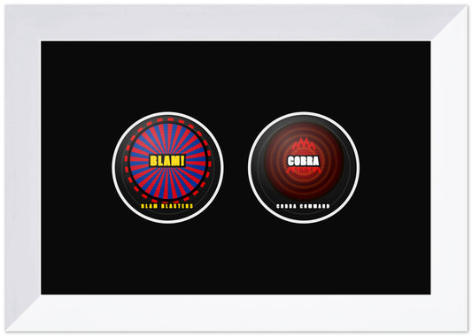 Hockey Puck Grid Display Bright White Wood Frame