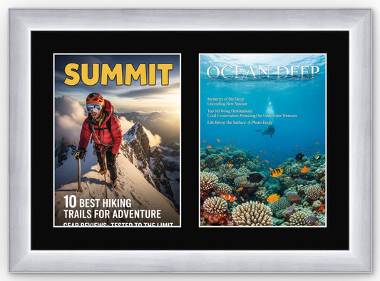 Stainless Silver Double Magazine Frame with Black Mat