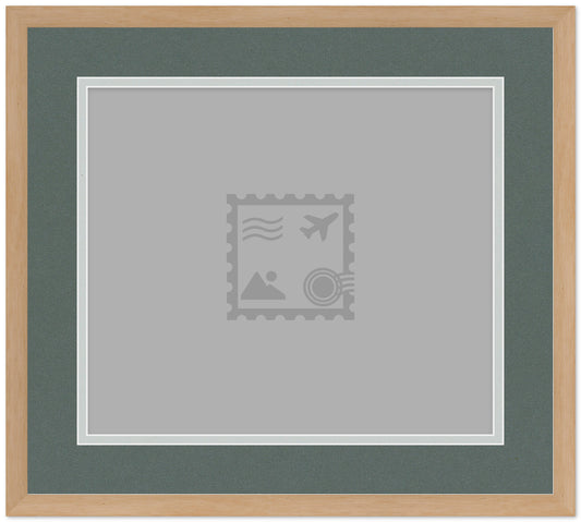Wood Stamp Display Shadowbox Natural Wood on Dar Postage Stamp Frame