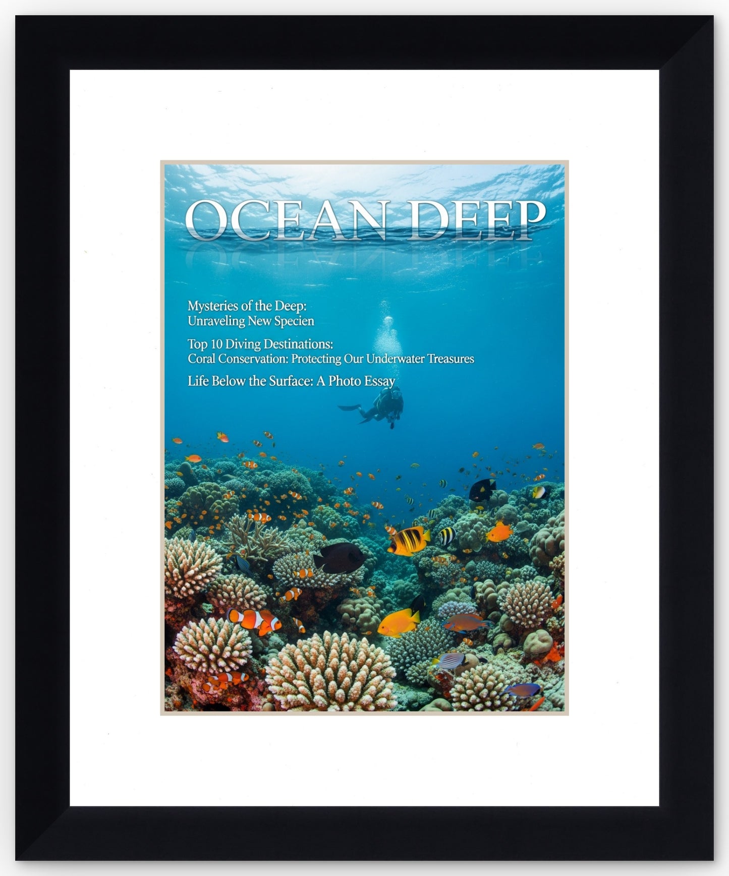 Matte Black Magazine Shadowbox Frame with White Mat