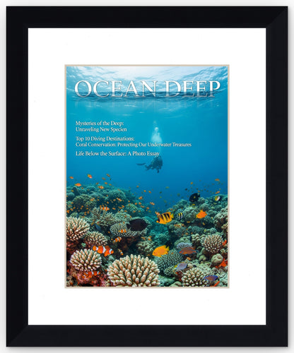 Matte Black Magazine Shadowbox Frame with White Mat