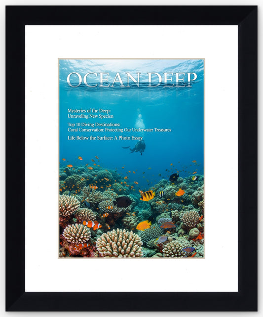 Matte Black Magazine Shadowbox Frame with White Mat