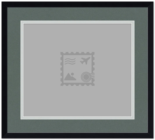 Wood Stamp Display Shadowbox Black on Dark Gray Postage Stamp Frame