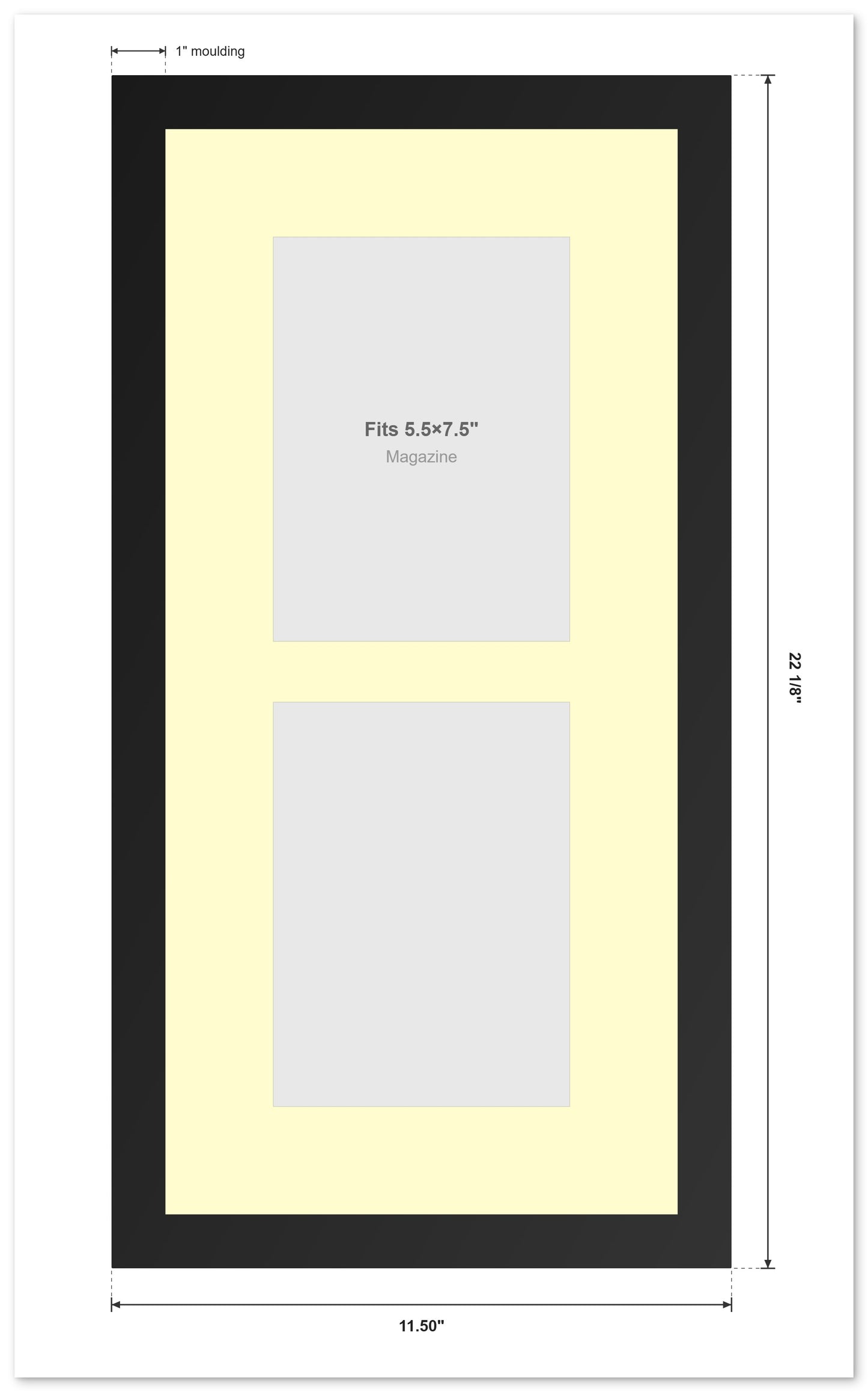 Bright White Stacked Magazine Frame with Dark Gray Mat