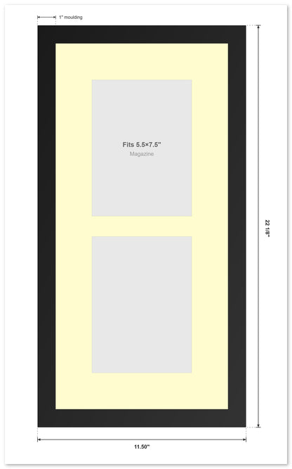 Bright White Stacked Magazine Frame with Dark Gray Mat