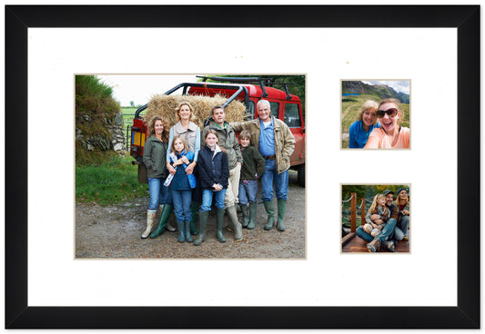 Wood Circle Photo Collage Frame with White Mat (Style 1)
