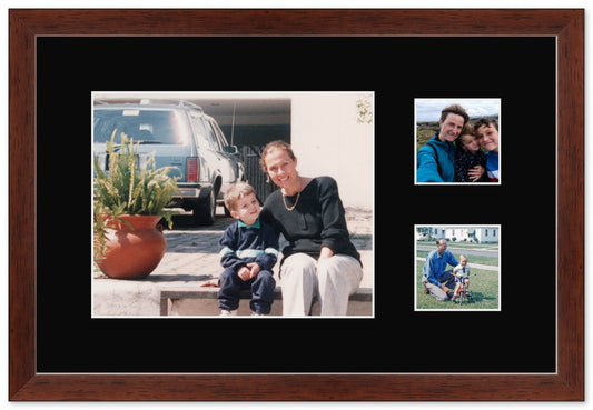 Wood Circle Photo Collage Frame with Black Mat