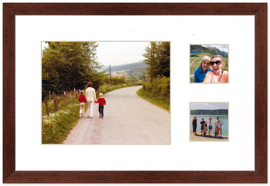 Wood Circle Photo Collage Frame with White Mat (Style 2)