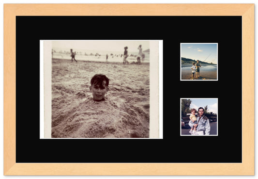 Wood Circle Photo Collage Frame with Black Mat (Style 3)