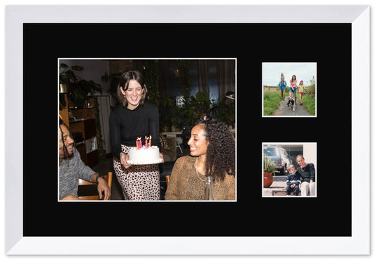 Wood Circle Photo Collage Frame with Black Mat (Style 4)