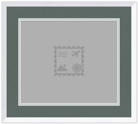 Wood Stamp Display Shadowbox White on Dark Gray Postage Stamp Frame