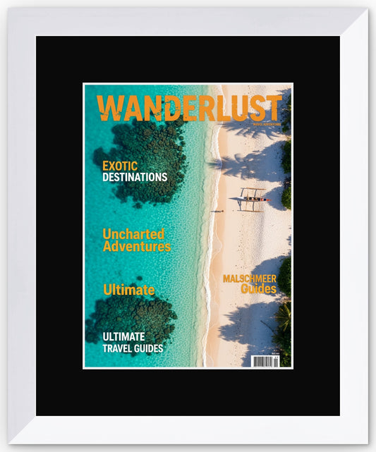 Bright White Magazine Shadowbox Frame with Black Mat