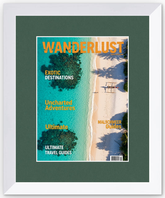 Bright White Magazine Shadowbox Frame with Forest Green Mat