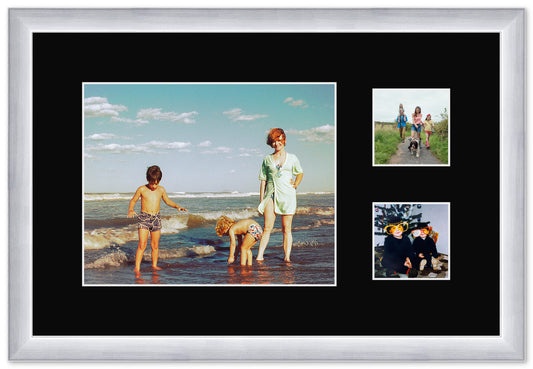 Wood Circle Photo Collage Frame with Black Mat (Style 5)