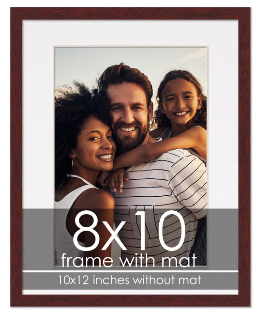 Brown Frame With White Mat modern wood picture frame