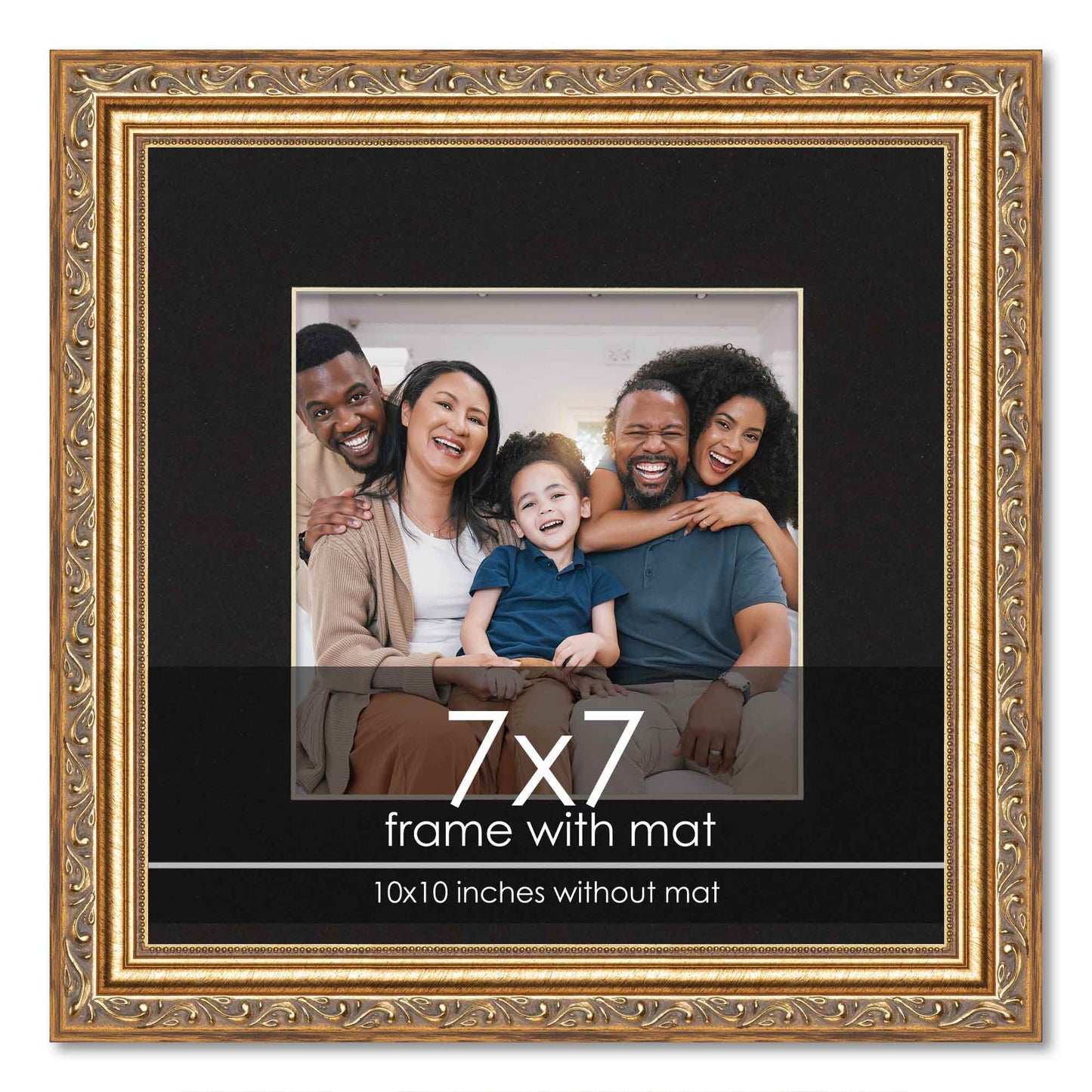Antique Gold Frame With Black Mat ornate wood picture frame