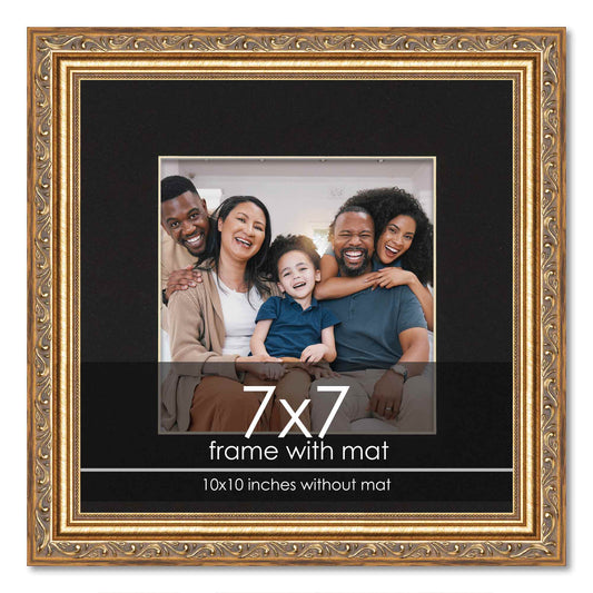 Antique Gold Frame With Black Mat ornate wood picture frame