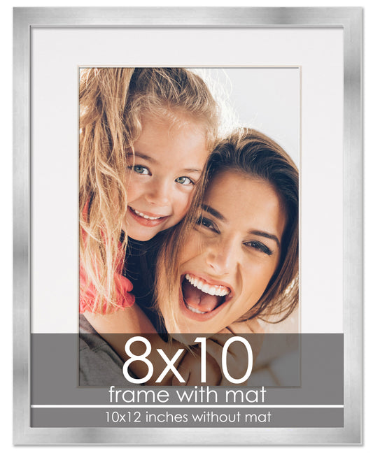 Silver Frame With White Mat modern wood picture frame