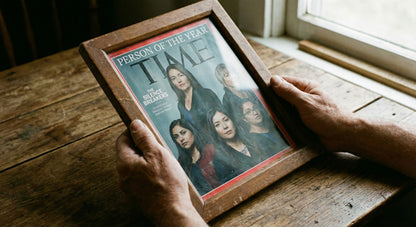 Stainless Silver Magazine Shadowbox Frame with Dark Red Mat