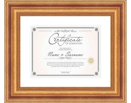 Antique Gold Frame for Certificates & Diplomas