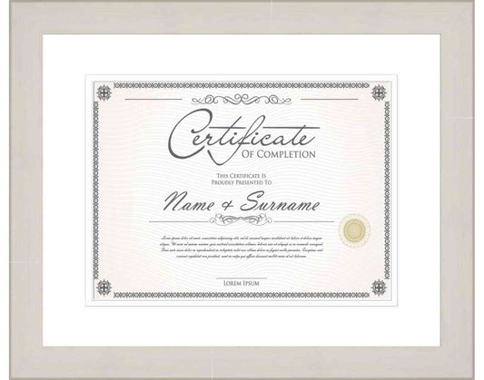 White Washed Frame for Certificates & Diplomas