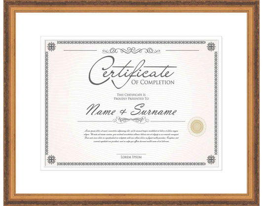 Gold Frame for Certificates & Diplomas