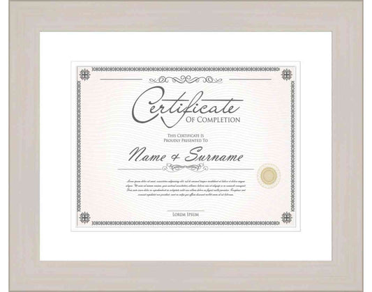 White Washed Frame for Certificates & Diplomas