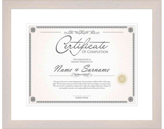White Washed Frame for Certificates & Diplomas