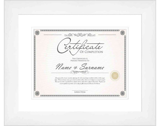 White Frame for Certificates & Diplomas