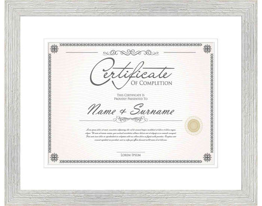 White Washed Frame for Certificates & Diplomas